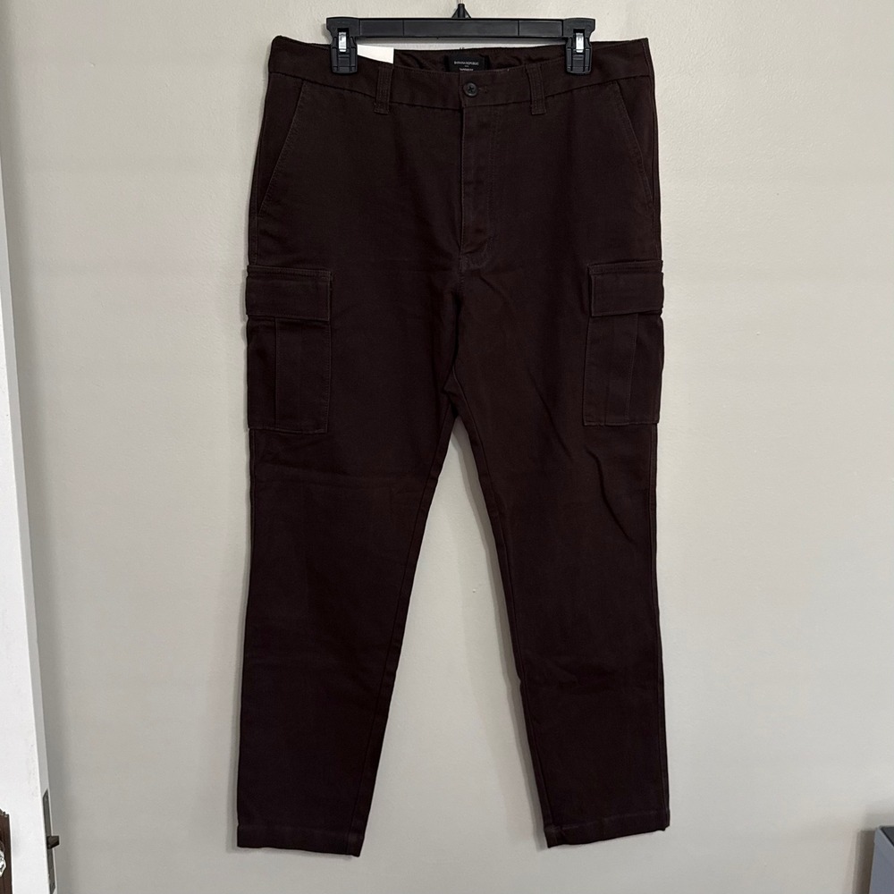 NEW Banana Republic Mens 34x32 (Actual 34x30) Brown Tapered Moleskin Cargo Pants - Picture 2 of 11